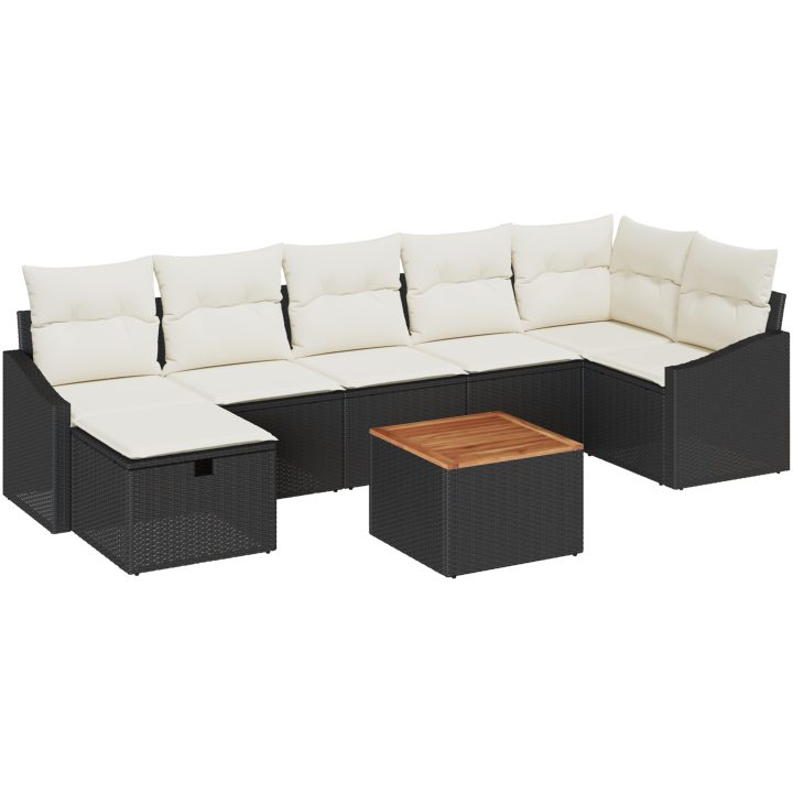 8 Delars Trädgårdsoffaset med Kuddar Svart Polyrotting vidaXL 55 x 55 x 37 cm – bild 2