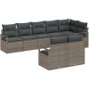 8 Delars Trädgårdsoffasett med Kuddar Grå Poly Rattan vidaXL Stor – miniatyr 2