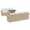 8-delars trädgårdsoffasett med kuddar i beige polyrotting vidaXL 100 x 55 x 73 cm – miniatyr 2