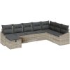 8-delars trädgårdsoffasett med kuddar Ljusgrå Poly Rattan vidaXL 55 x 62 x 69 cm – miniatyr 2