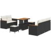 8-delars trädgårdsoffgrupp med kuddar Svart Poly Rattan Akacia vidaXL Medium – miniatyr 2