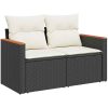 8-delars trädgårdsoffgrupp med kuddar Svart Poly Rattan Akacia vidaXL Medium – miniatyr 5
