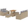 8-delars trädgårdsoffmöblemang med kuddar beige poly rattan akacia vidaXL Medium – miniatyr 2