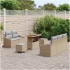 8-delars trädgårdsoffmöblemang med kuddar beige poly rattan akacia vidaXL Medium – miniatyr 3