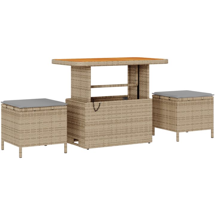 8-delars trädgårdsoffmöblemang med kuddar beige poly rattan akacia vidaXL Medium – bild 6