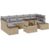 8-delars trädgårdsoffor med kuddar i beige poly rattan vidaXL 100 x 55 x 73 cm – miniatyr 2