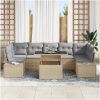 8-delars trädgårdsoffor med kuddar i beige poly rattan vidaXL 100 x 55 x 73 cm – miniatyr 3