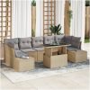 8-delars trädgårdsoffor med kuddar i beige poly rattan vidaXL 100 x 55 x 73 cm – miniatyr 1