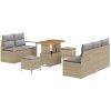 8-delars trädgårdsoffset med kuddar beige poly-rattan akacia vidaXL Standard – miniatyr 2
