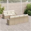 8-delars trädgårdsoffset med kuddar beige poly rattan akacia vidaXL Större – miniatyr 3