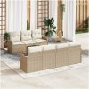 8-delars trädgårdsoffset med kuddar beige poly rattan akacia vidaXL Större – miniatyr 1