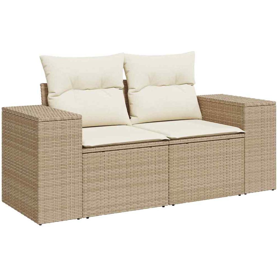 8 delars trädgårdsoffset med kuddar Beige Poly-Rotting Akacia vidaXL Stor – bild 5