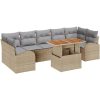 8-delars trädgårdsoffset med kuddar beige poly rotting vidaXL Stor – miniatyr 2