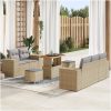 8 Delars Trädgårdsoffset med kuddar Beige Polyrotting Akacia vidaXL Medium – miniatyr 1