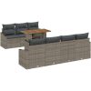 8-delars trädgårdsoffset med kuddar grå poly rattan vidaXL 100 x 55 x 73 cm – miniatyr 2