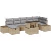 8-delars trädgårdsoffset med kuddar i beige poly-rattan vidaXL 100 x 55 x 73 cm – miniatyr 2