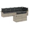 8-delars trädgårdsoffset med kuddar ljusgrå poly rottning vidaXL 297,5 x 132,5 x 85 cm – miniatyr 2