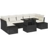 8 Delars TrädgårdsoffSet med Kuddar, Svart Poly Rattan vidaXL 100 x 55 x 73 cm – miniatyr 2