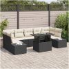 8 Delars TrädgårdsoffSet med Kuddar, Svart Poly Rattan vidaXL 100 x 55 x 73 cm – miniatyr 1