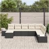 8-delars trädgårdsoffset med kuddar - svart poly rattan vidaXL 319 x 209 x 85 cm – miniatyr 3