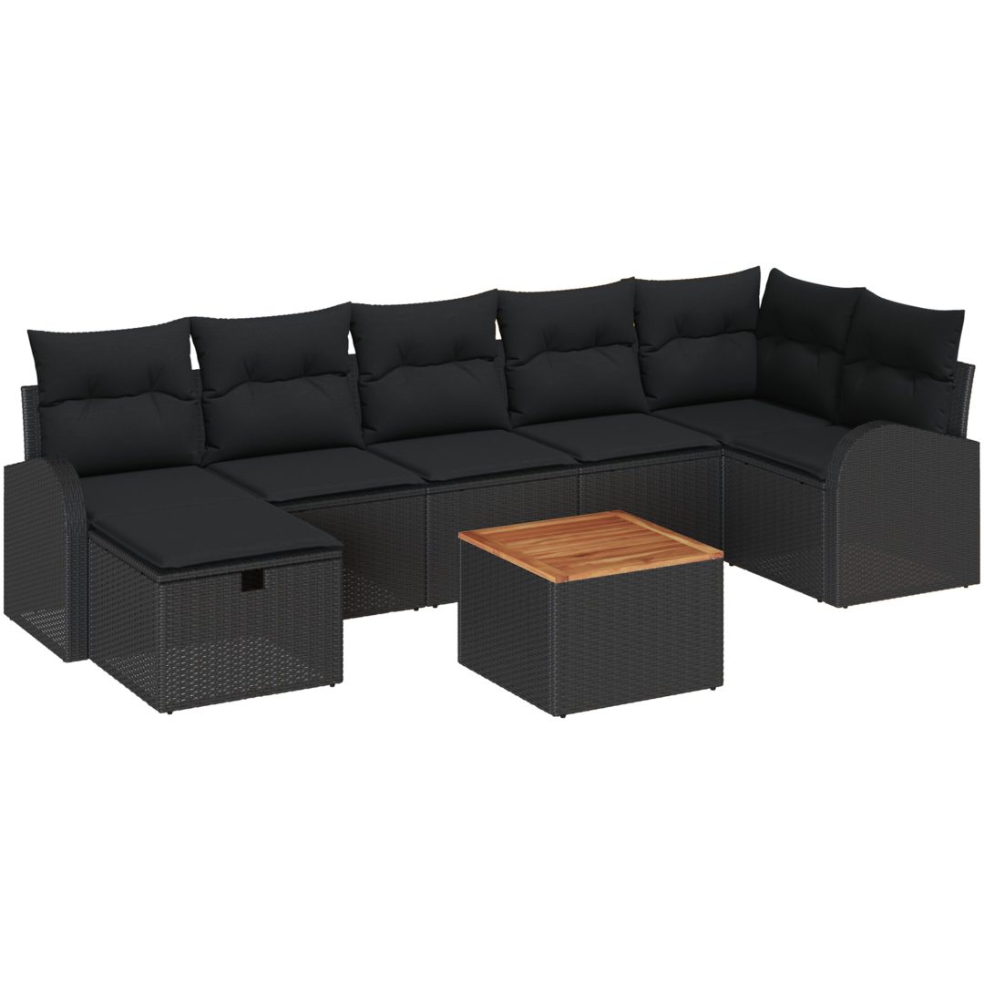 8 Delars Trädgårdsoffset med Kuddar Svart Poly Rattan vidaXL Stor – bild 2