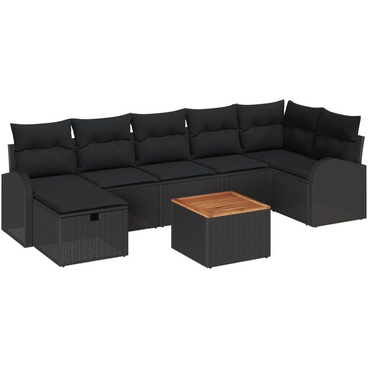 8 Delars Trädgårdsoffset med Kuddar Svart Poly Rattan vidaXL Stor – bild 2