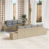 8 Delars Trädgårdsoffsets Med Kuddar Beige Poly Rattan vidaXL 100 x 55 x 73 cm – miniatyr 1