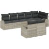 8-delars trädgårdsofset med kuddar i ljusgrå poly rattan vidaXL 289 x 124 x 85 cm – miniatyr 2