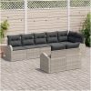 8-delars trädgårdsofset med kuddar i ljusgrå poly rattan vidaXL 289 x 124 x 85 cm – miniatyr 3