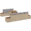 8-delars trädgårdsset med dynor i beige poly rattan och akacia vidaXL 100 x 55 x 73 cm – miniatyr 2