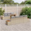 8-delars trädgårdsset med dynor i beige poly rattan och akacia vidaXL 100 x 55 x 73 cm – miniatyr 3