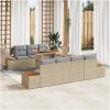 8-delars trädgårdsset med dynor i beige poly rattan och akacia vidaXL 100 x 55 x 73 cm – miniatyr 1