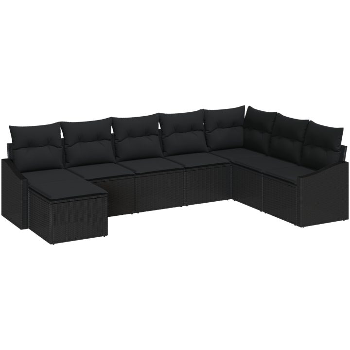 8-delars trädgårdsset med kuddar i svart poly rattan vidaXL 288,5 x 178,5 x 85 cm – bild 2
