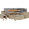 8-delars trädgårdssofa-set med kuddar Beige Poly rotting Akacia vidaXL Stor – miniatyr 2