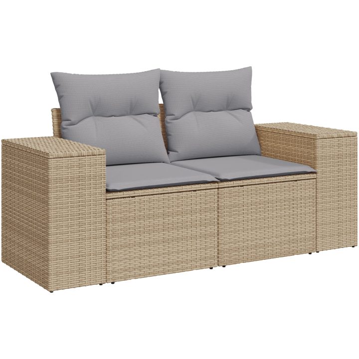 8-delars trädgårdssofa-set med kuddar Beige Poly rotting Akacia vidaXL Stor – bild 6
