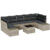 8-delars trädgårdssofa-set med kuddar, ljusgrå, poly rattan vidaXL 55 x 55 x 37 cm – miniatyr 2