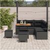 8 Delars Trädgårdssofa Set med Kuddar Svart Poly Rattan Akacia vidaXL Stor – miniatyr 3
