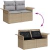 8-delars trädgårdssofaset med kuddar i beige poly rattan vidaXL Medium – miniatyr 11
