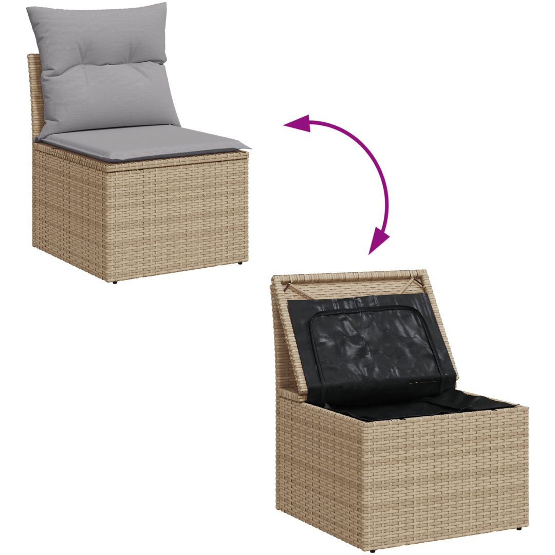 8-delars trädgårdssofaset med kuddar i beige poly rattan vidaXL Medium – bild 12