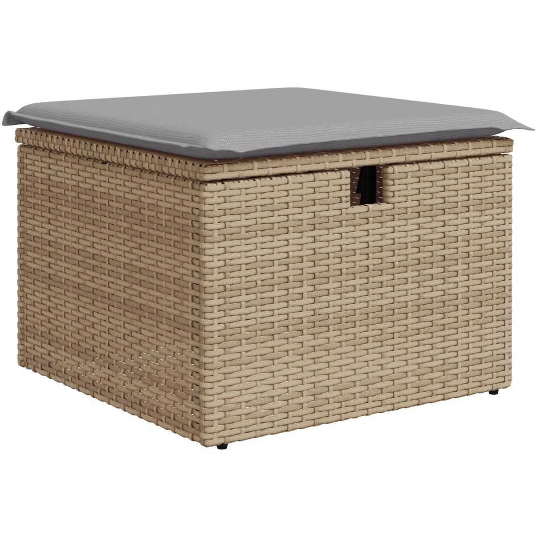 8-delars trädgårdssofaset med kuddar i beige poly rattan vidaXL Medium – bild 7