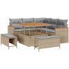 8-delars trädgårdssoff set med kuddar beige polyroting akacia vidaXL Stor – miniatyr 2