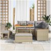 8-delars trädgårdssoff set med kuddar beige polyroting akacia vidaXL Stor – miniatyr 3