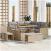 8-delars trädgårdssoff set med kuddar beige polyroting akacia vidaXL Stor – miniatyr 1
