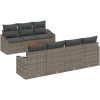 8-delars trädgårdssoffa med kuddar, grå poly-rattan och akacia vidaXL 55 x 55 x 37 cm – miniatyr 2