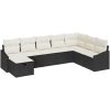8-delars trädgårdssoffa med kuddar i svart polyrotting vidaXL 288,5 x 178,5 x 85 cm – miniatyr 2