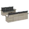 8 Delars Trädgårdssoffa Set med Kuddar Ljusgrå Poly Rattan vidaXL 55 x 55 x 37 cm – miniatyr 2