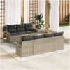 8 Delars Trädgårdssoffa Set med Kuddar Ljusgrå Poly Rattan vidaXL 55 x 55 x 37 cm – miniatyr 1