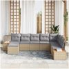 8 delars trädgårdssoffagrupp med kuddar beige poly rattan akacia vidaXL 319 x 209 x 69 cm – miniatyr 3