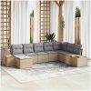 8 delars trädgårdssoffagrupp med kuddar beige poly rattan akacia vidaXL 319 x 209 x 69 cm – miniatyr 1
