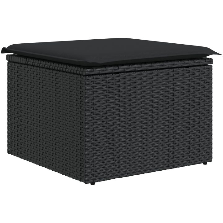 8-delars Trädgårdssoffan med Kuddar Svart Poly Rattan Akacia vidaXL Stor – bild 8